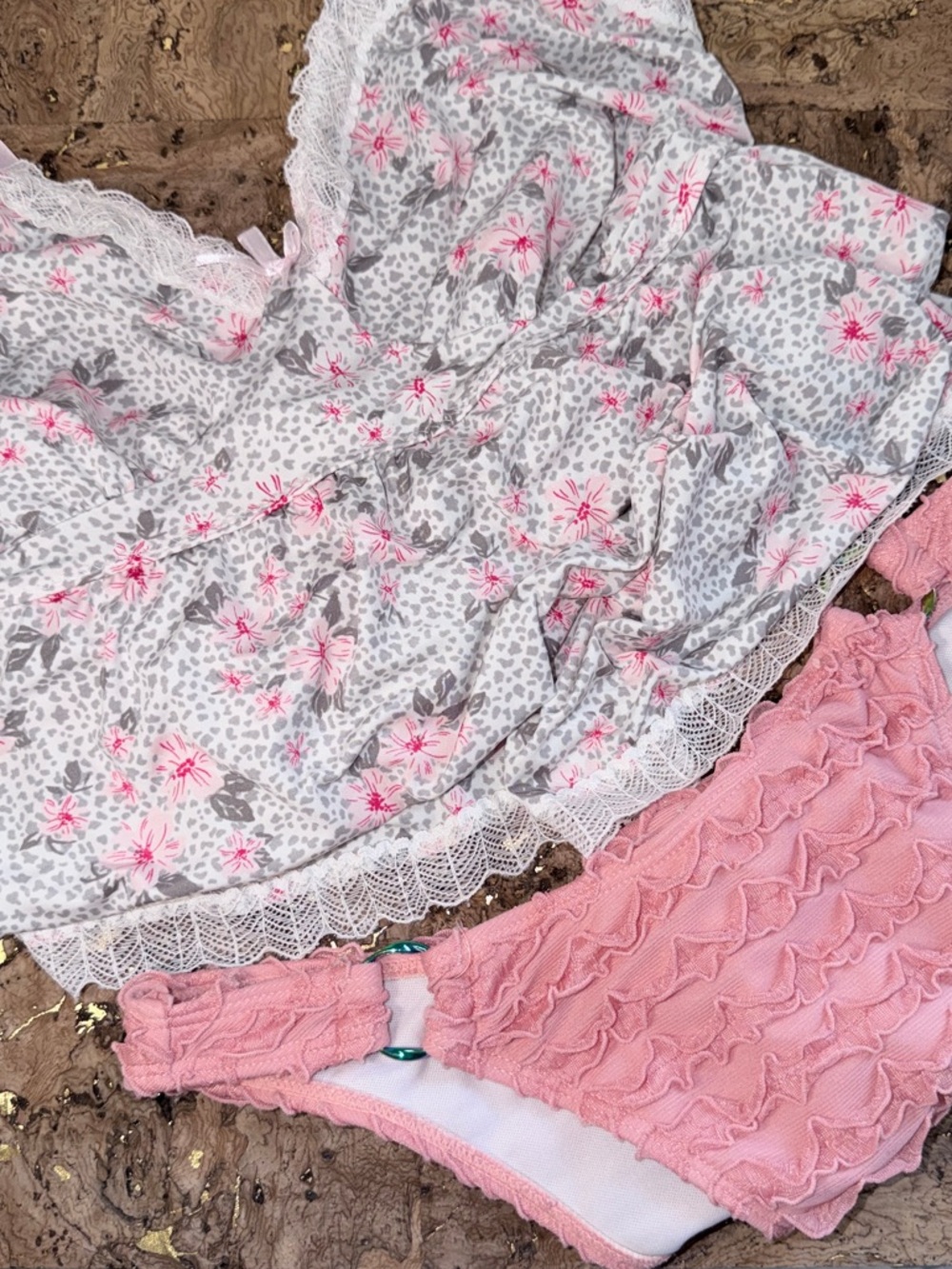 Marilyn Monroe Pink Floral Lace Babydoll with Pink Shein Bikini Briefs 💝